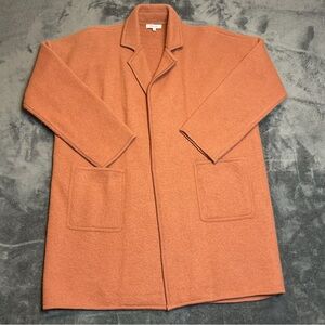 Madewell Sweater Coat Women’s M Orange Umber Terracotta 100% Merino Wool Pockets